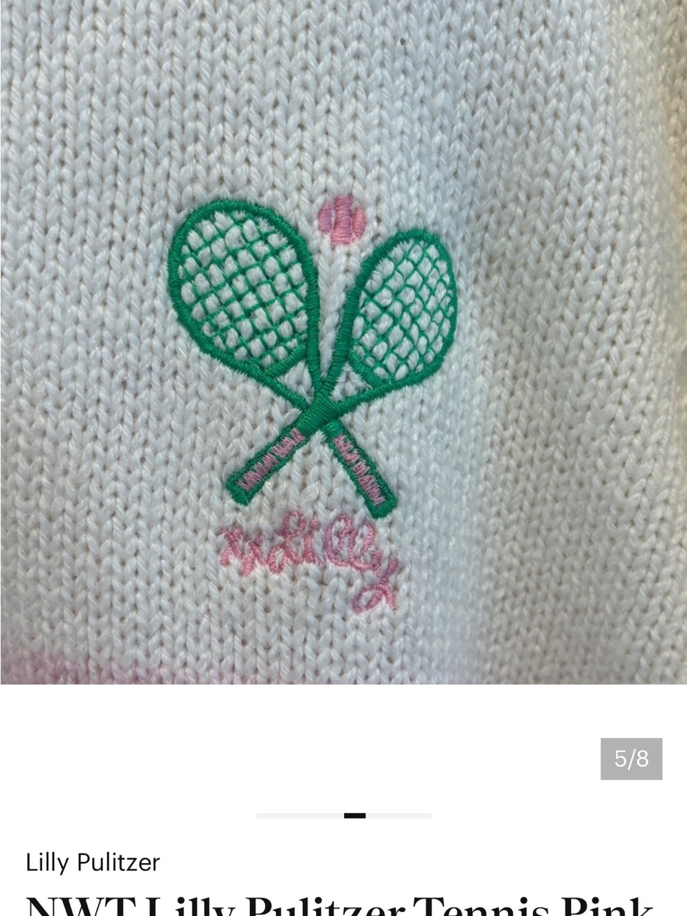 NWT Lilly Pulitzer Pink and White Ombre Half-Zip Tennis Sweater - Picture 5 of 8
